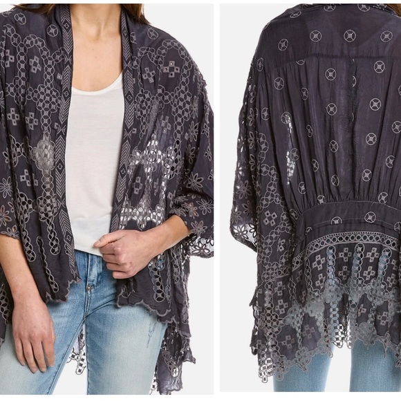 Johnny Was NWT Baez Salacia Open Eyelet Embroidered Boho Kimono Sz small - Picture 4 of 9